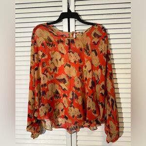 Ketz-ke Floral Long Sleeve Blouse Size 8